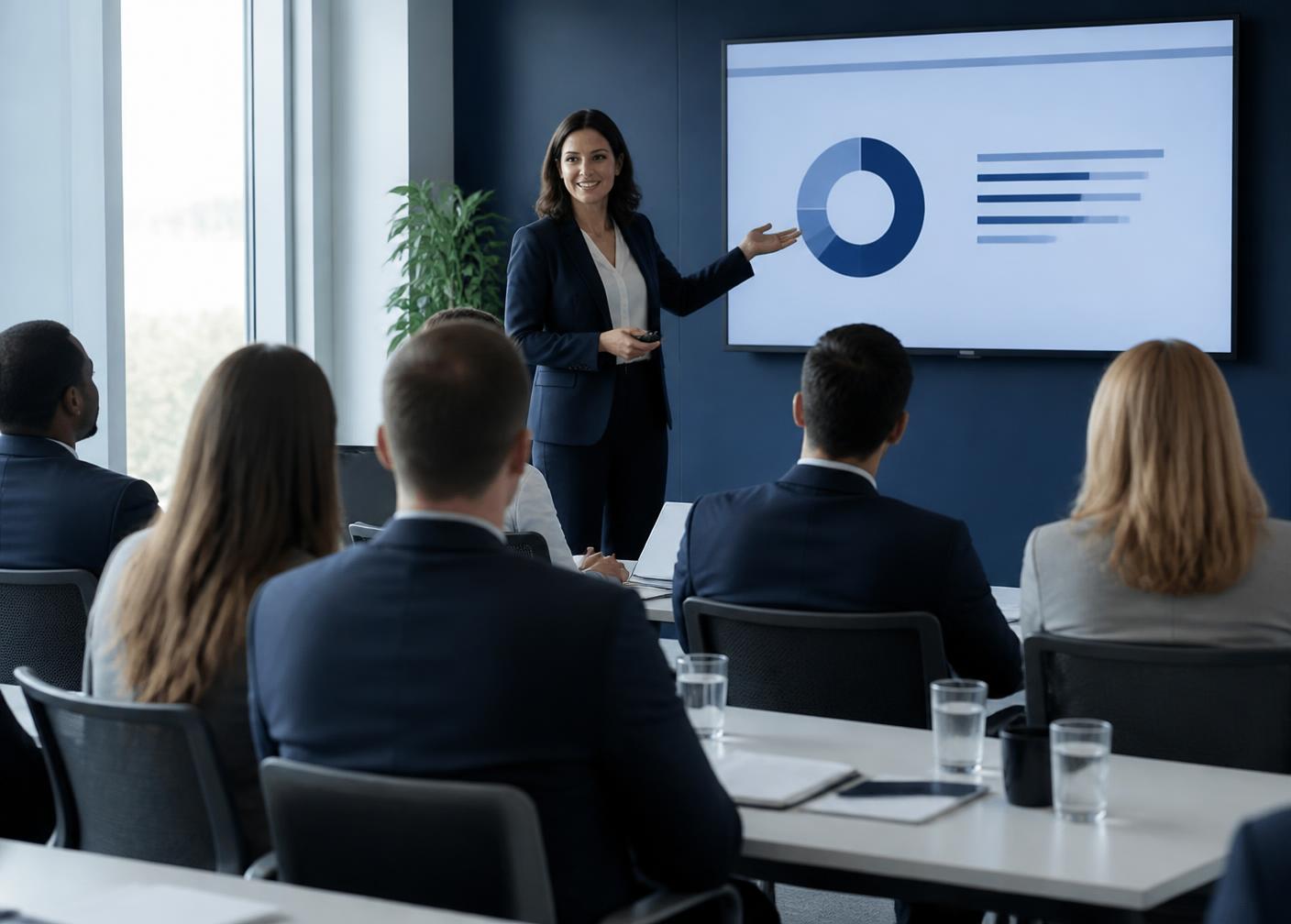 Instructor delivering a corporate IT training session to business professionals